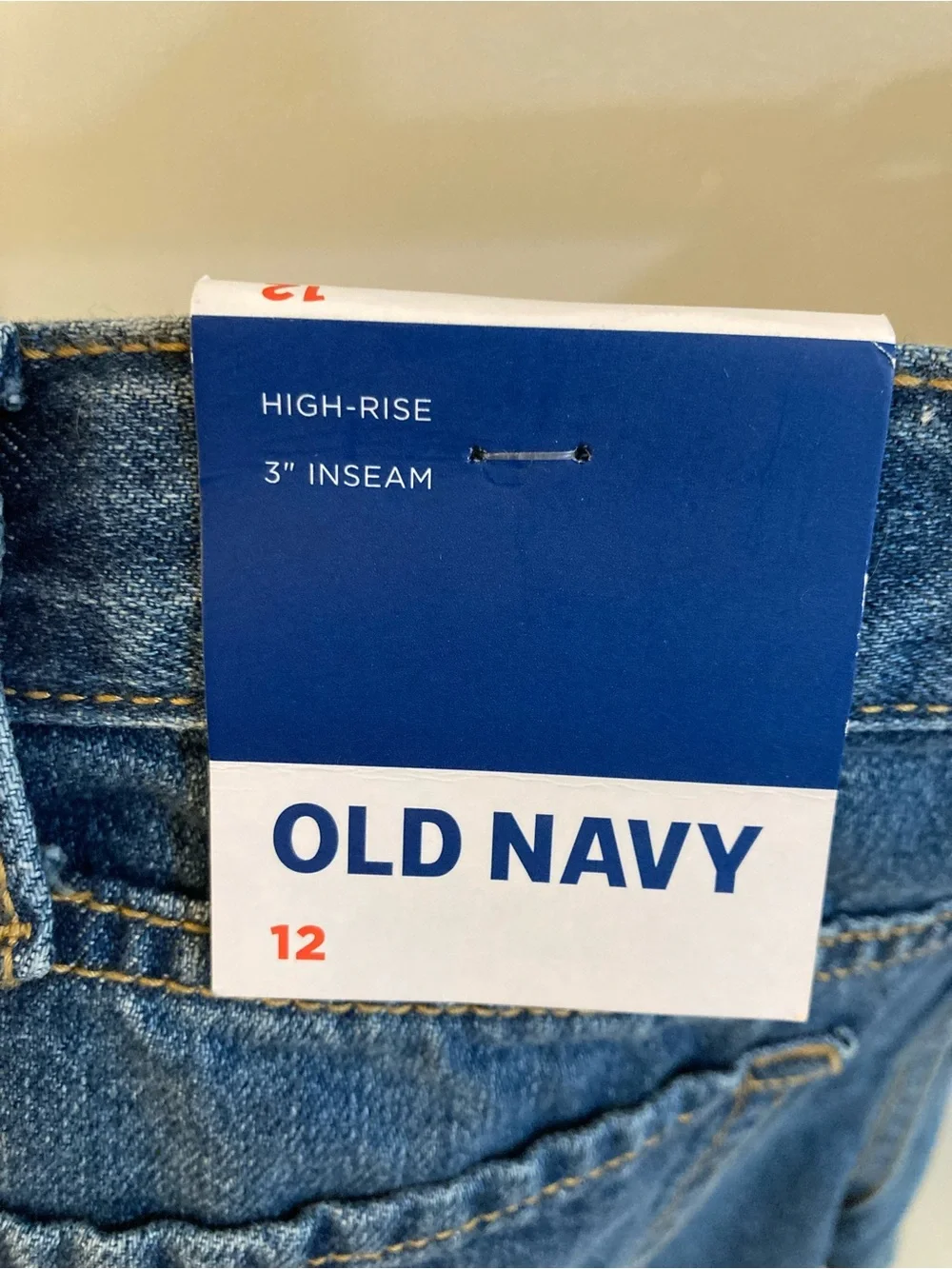 Old Navy NWT Girls High Rise 3” Denim Shorts Adjustable Waist Size 12